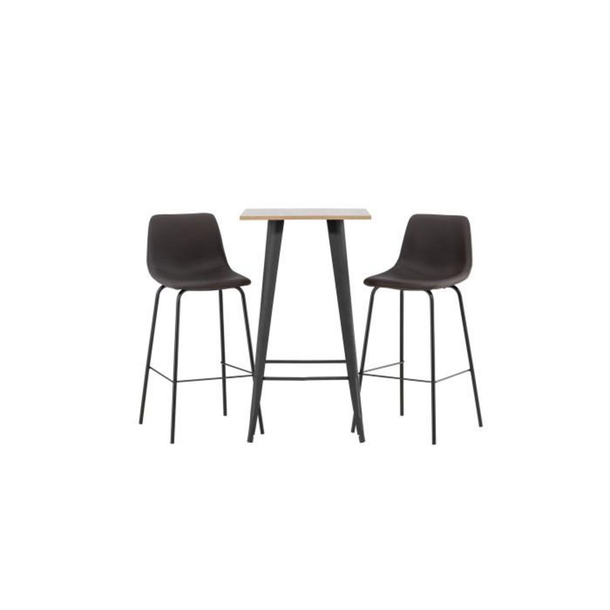 Paris Prix Ensemble Table de Bar & 2 Chaises  Tempe & Alexis  105cm Noyer & Marron