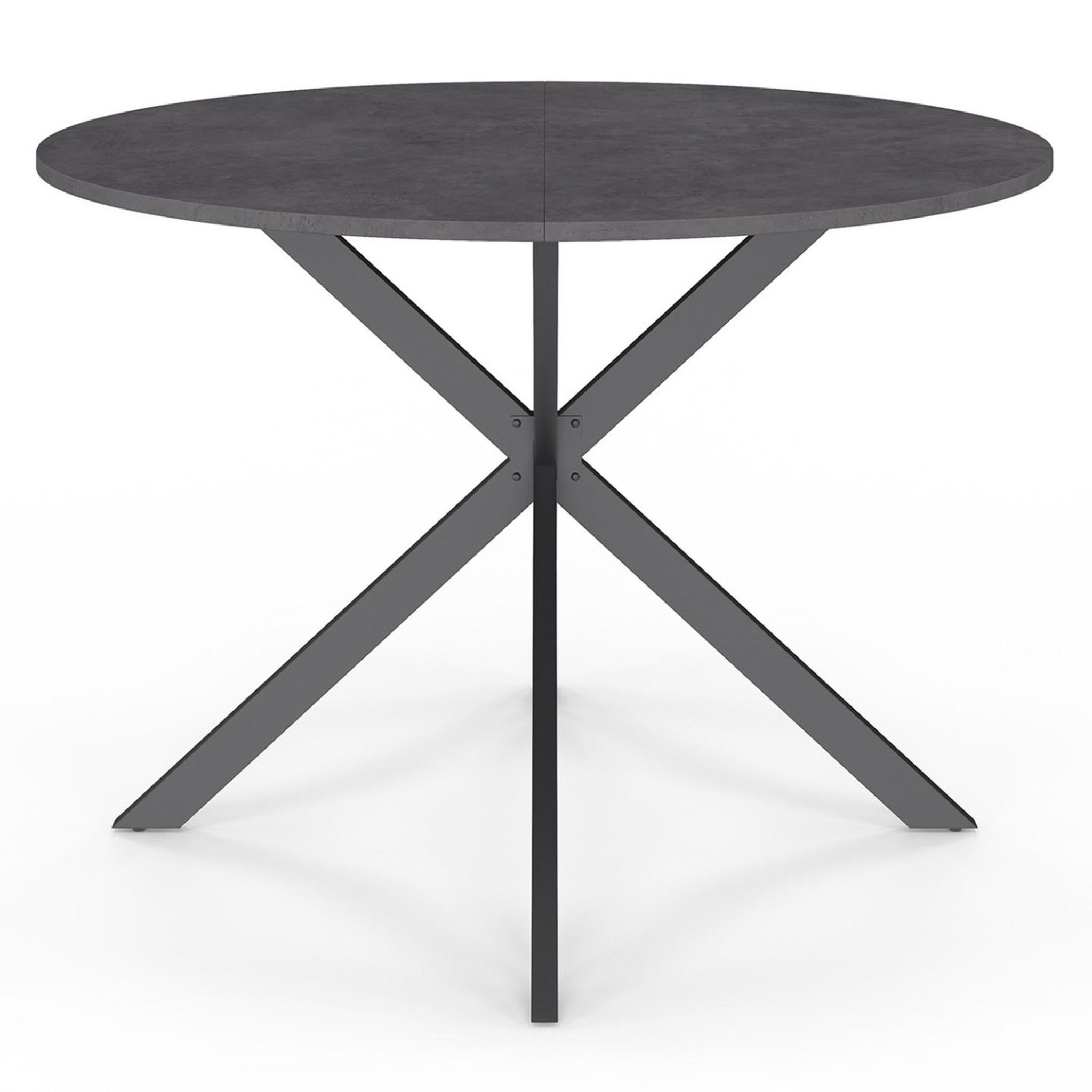 Voir la diapositive 3 : ID MARKET Table à manger ronde jaspe 6 personnes plateau effet béton pied araignée gris anthracite 110 cm