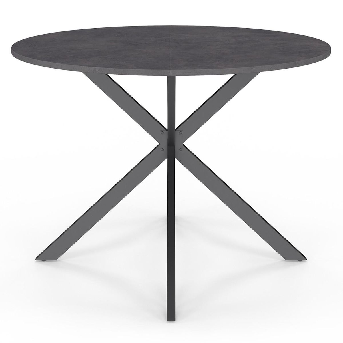 ID MARKET Table à manger ronde JASPE 6 personnes plateau effet béton pied araignée gris anthracite 110 cm