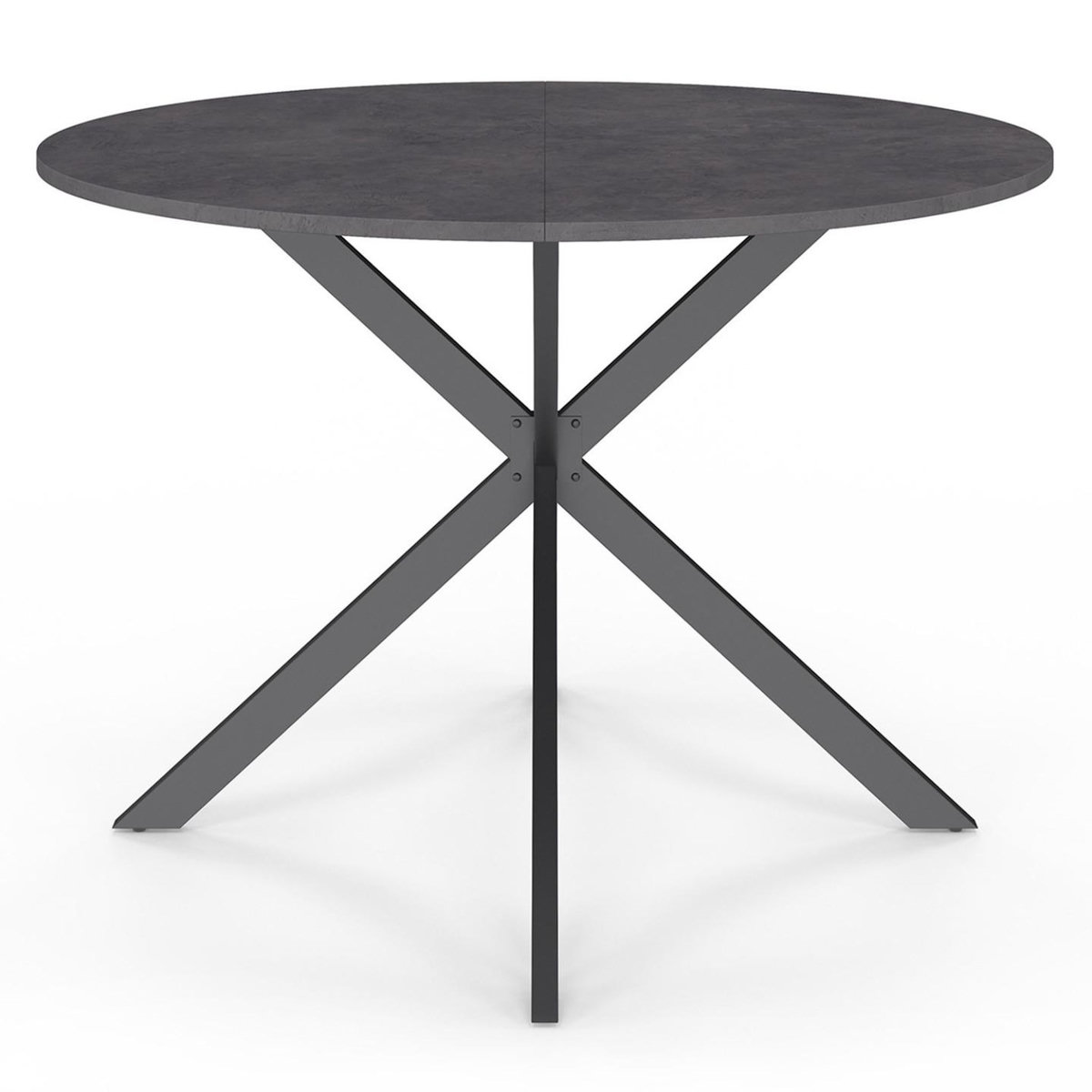 ID MARKET Table à manger ronde JASPE 6 personnes plateau effet béton pied araignée gris anthracite 110 cm