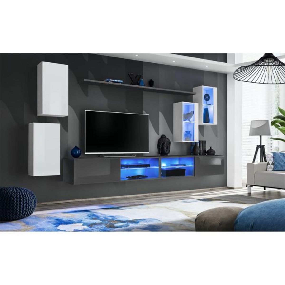 Paris Prix Ensemble Meuble TV  Switch XXV  280cm Blanc & Gris