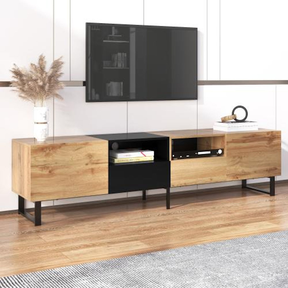 MERAX Meuble tv naturel 190 cm mdf