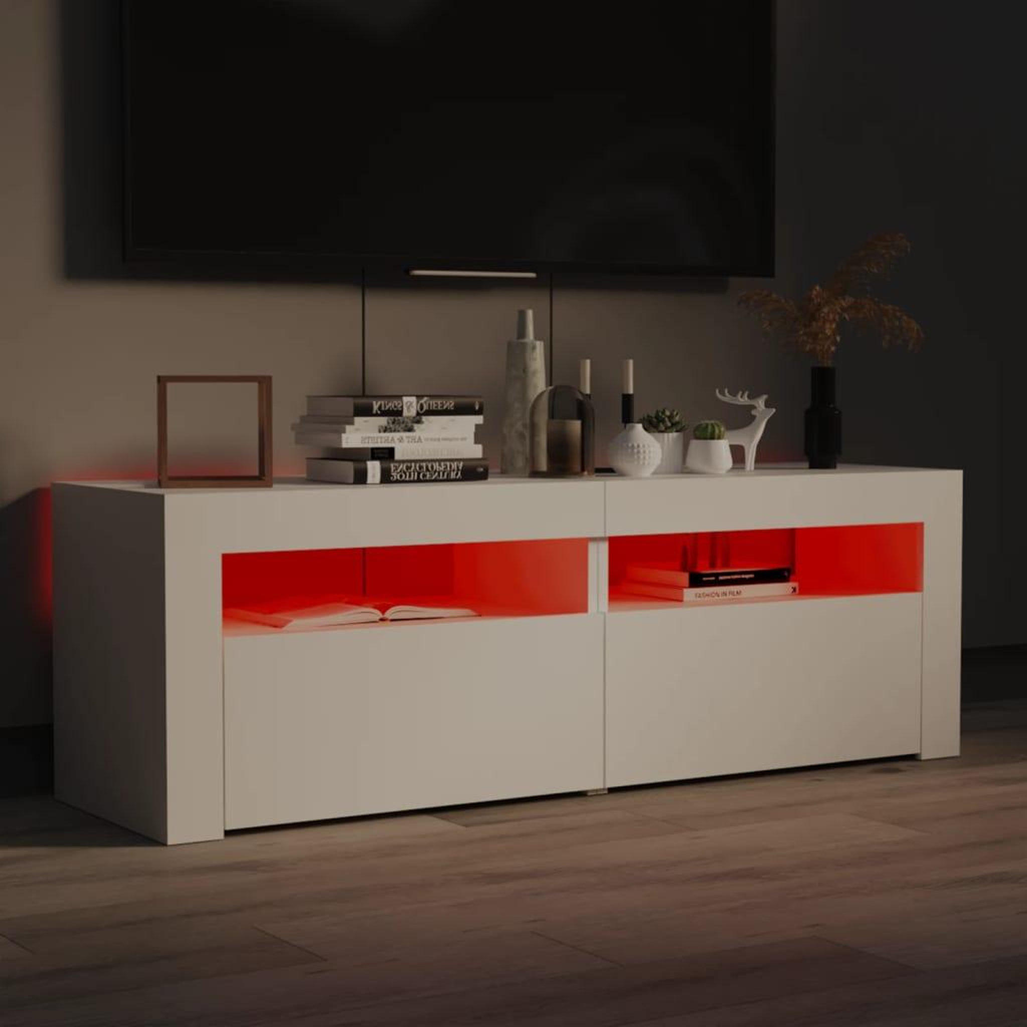 Voir la diapositive 4 : VIDAXL Meuble TV avec lumieres LED blanc 120x35x40 cm