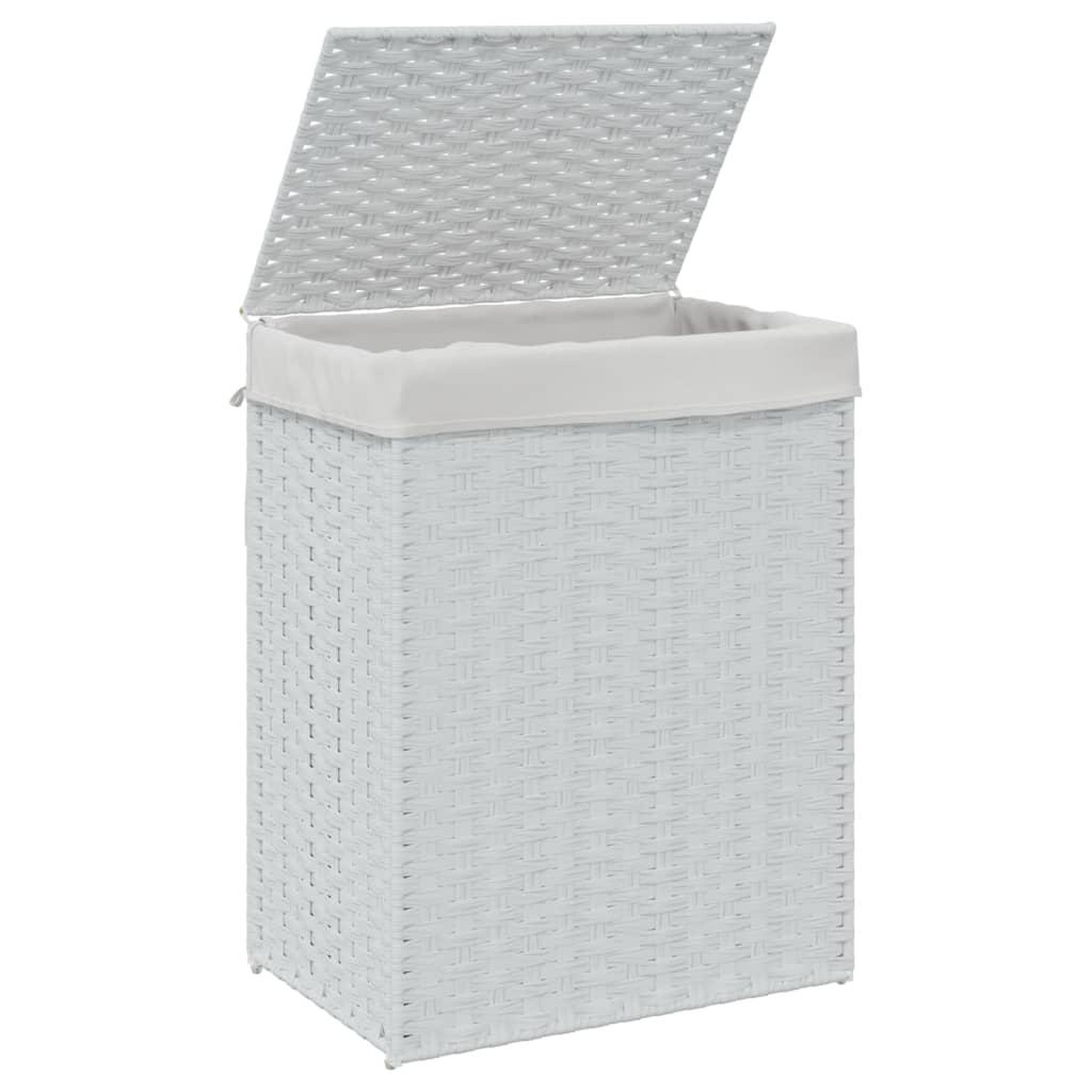 Voir la diapositive 4 : VIDAXL Panier a linge avec couvercle blanc 46x33x60 cm resine tressee