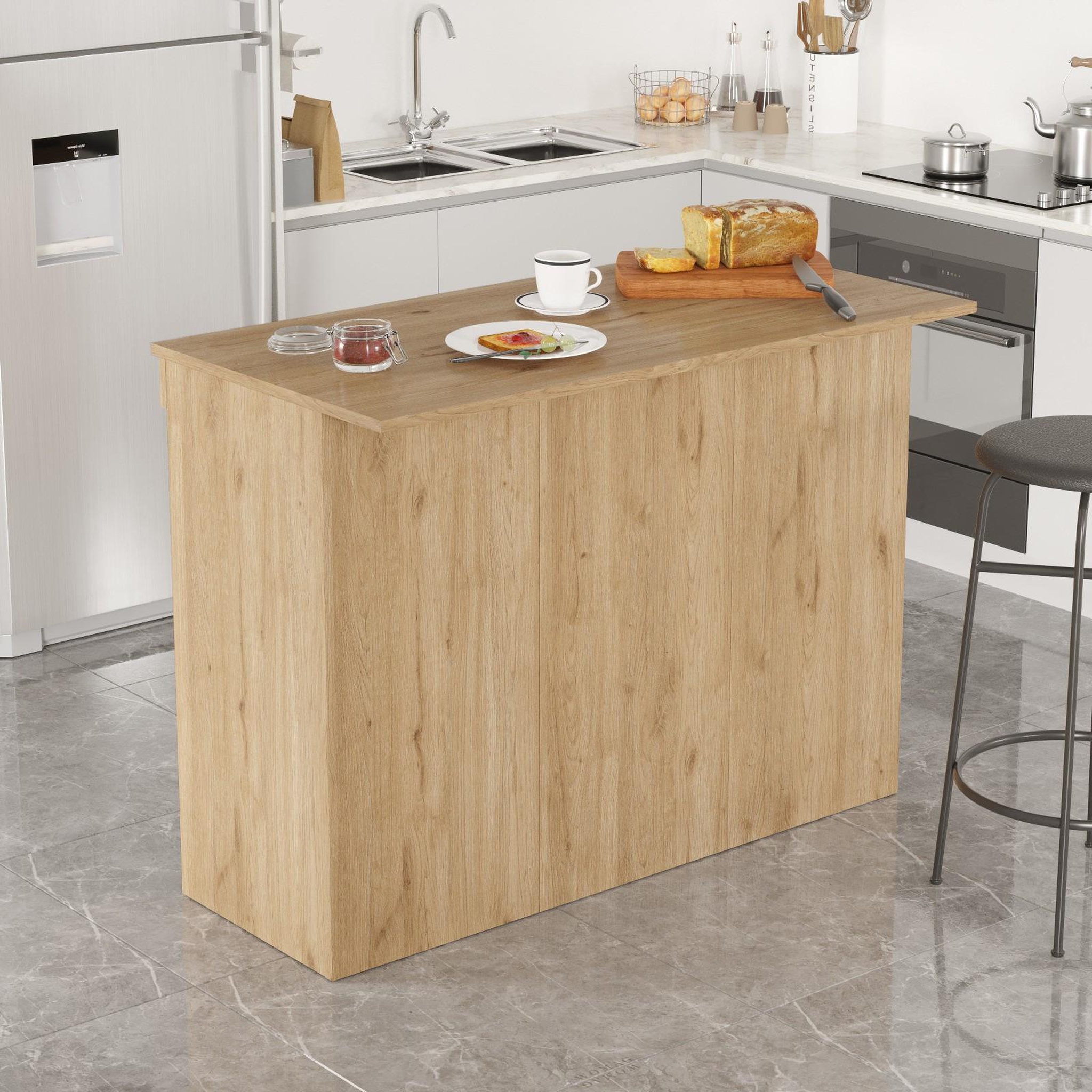 Voir la diapositive 3 : Habitat et Jardin Table de cuisine en bois  siven  - 120 x 60 x 88 cm - marron
