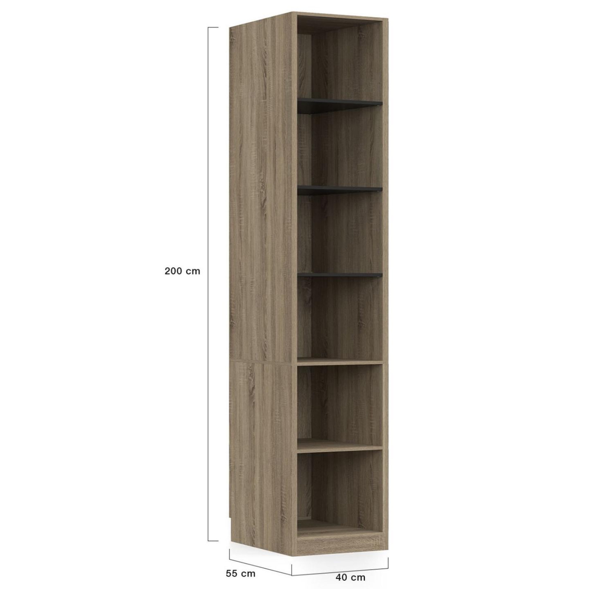 Voir la diapositive 5 : ID MARKET Dressing modulable taylor 200 x 55 x 200 cm 3 modules avec penderies + étagères + tiroirs hêtre et noir