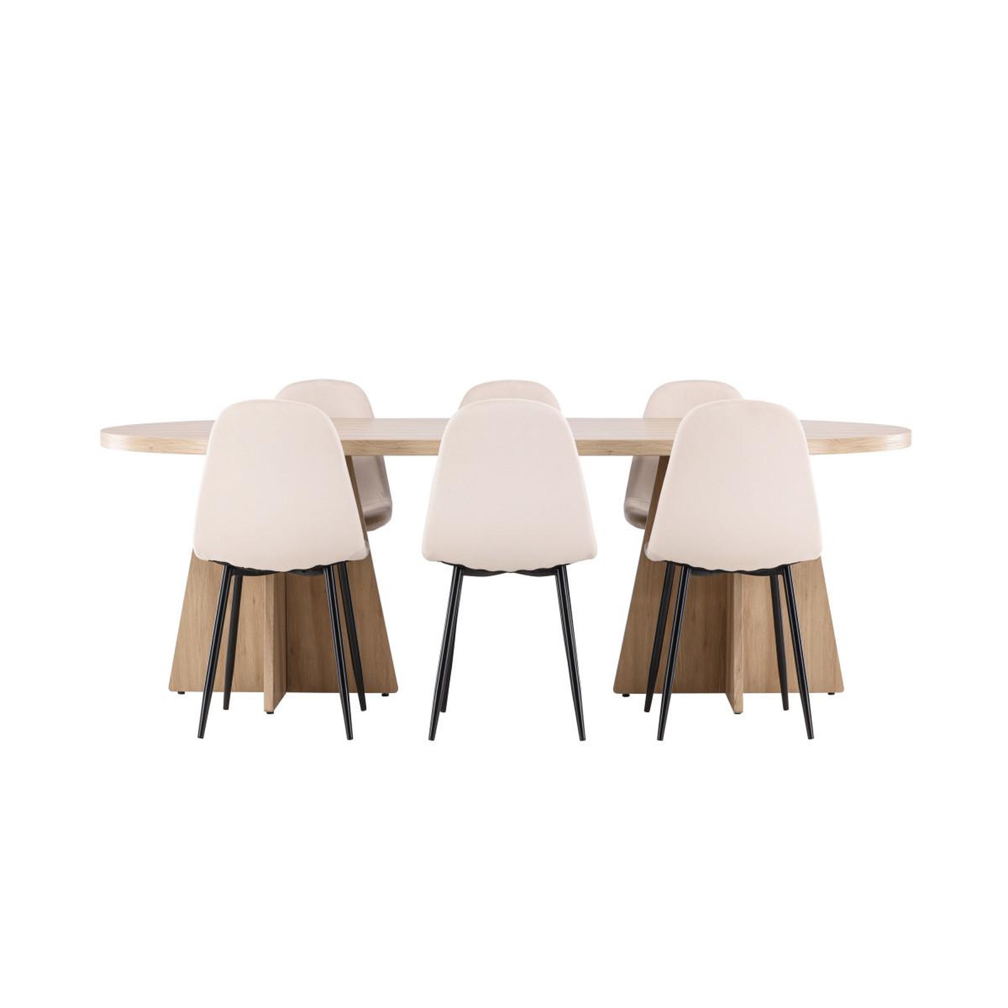 Voir la diapositive 3 : Paris Prix Ensemble table à manger & 6 chaises  bootcut & polar  230cm naturel & beige
