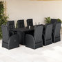 Voir la diapositive 1 : VIDAXL Ensemble a manger de jardin 9pcs coussins noir resine tressee
