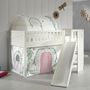 Voir la diapositive 6 : Paris Prix Lit Enfant Toboggan, Tente & Tunnel  Scott Birdy  90x200cm Blanc