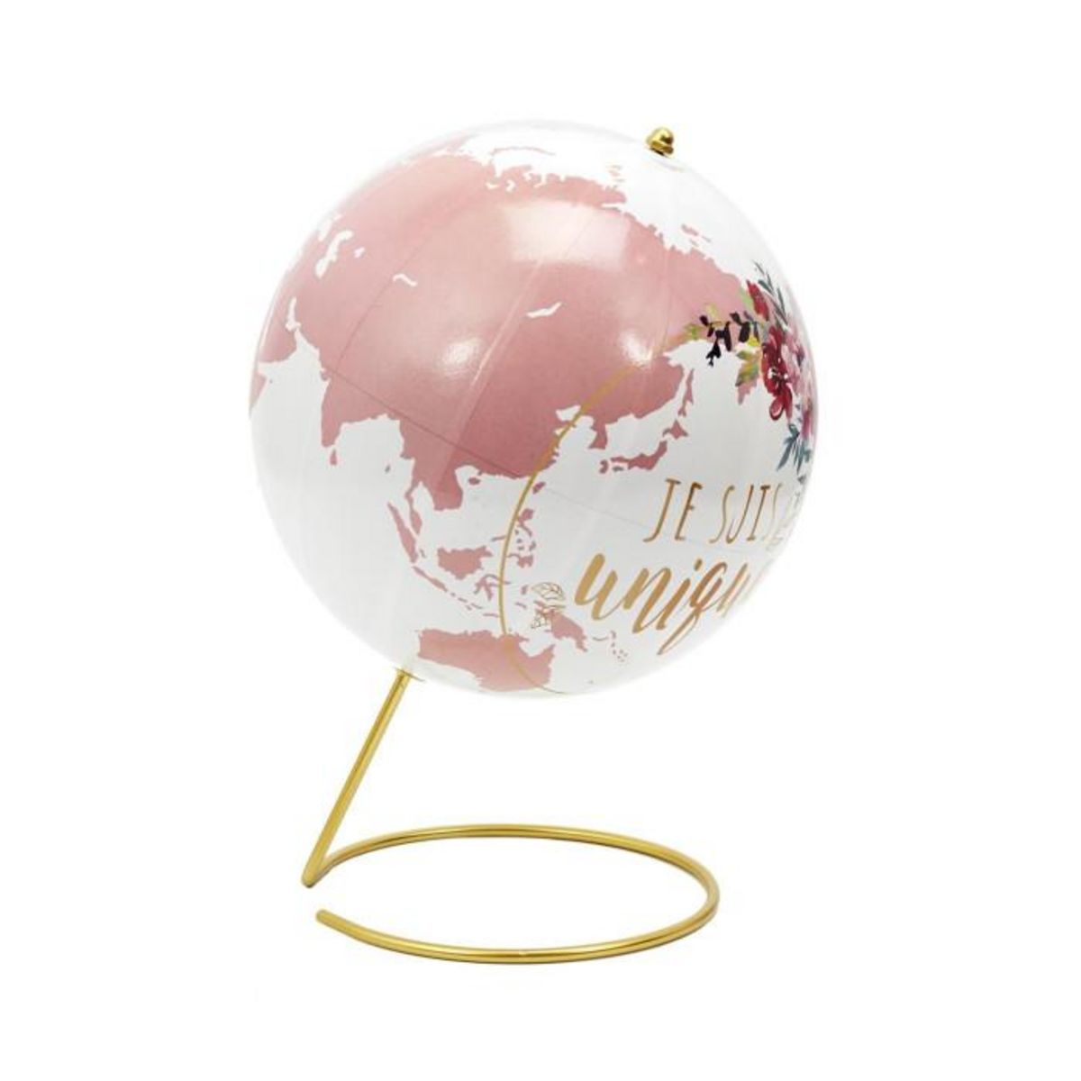 Paris Prix Globe Terrestre Déco  Girly  29cm Blanc & Rose