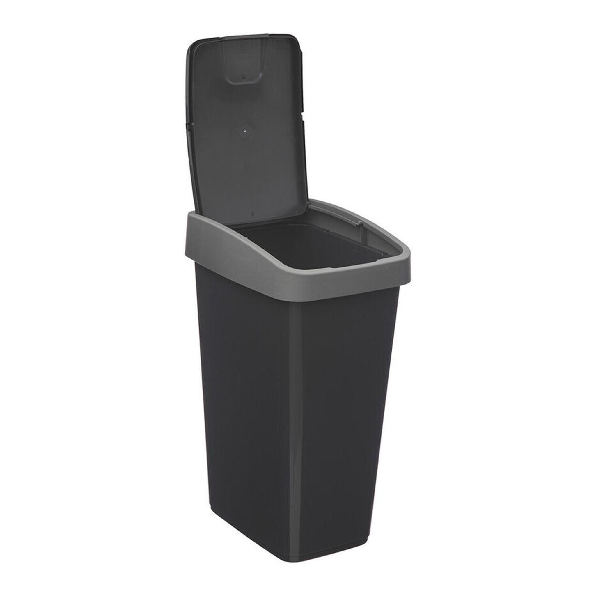 Voir la diapositive 2 : FIVE Poubelle de cuisine  2 ouvertures  25l gris & noir