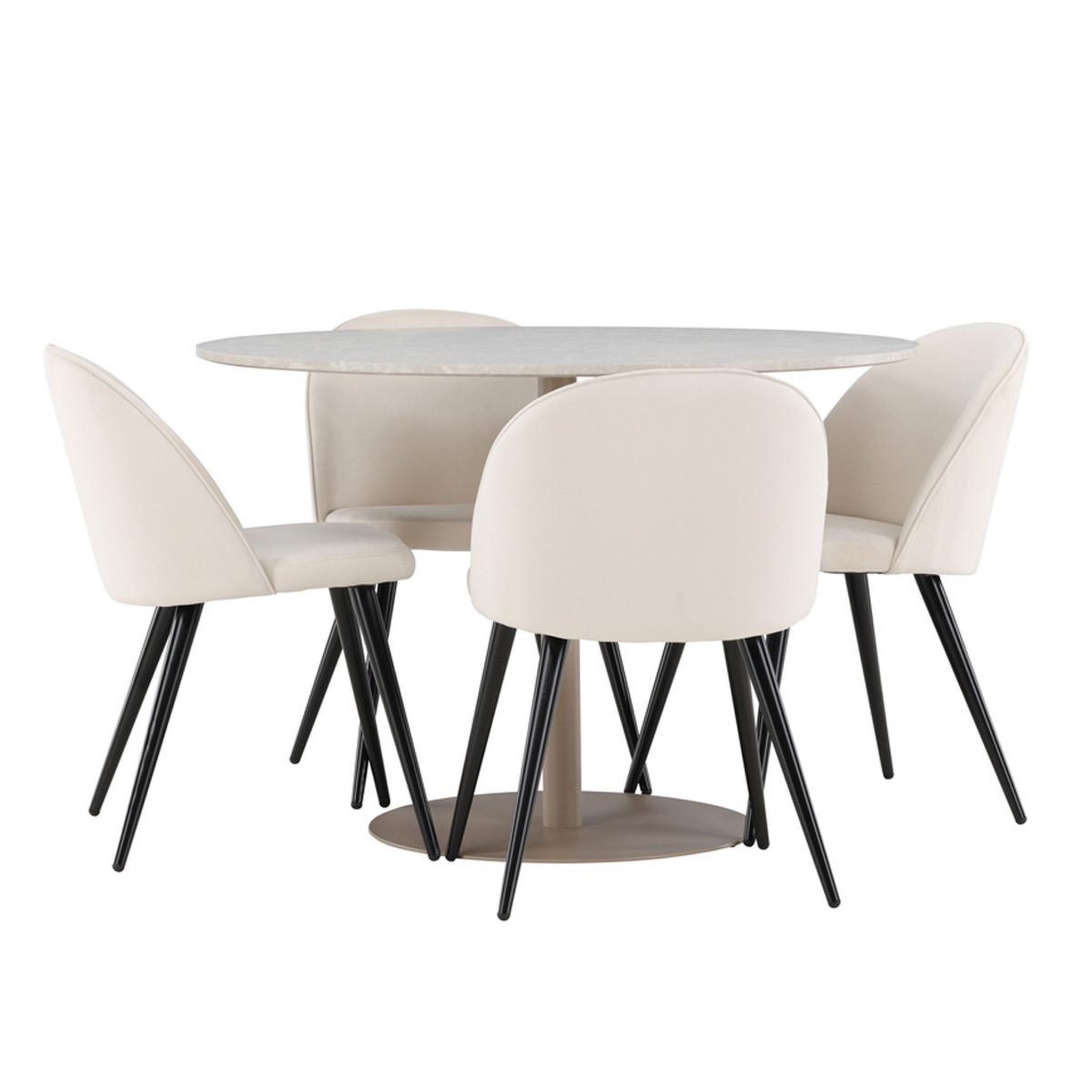 Paris Prix Ensemble table à manger & 4 chaises  lycke & velvet  110cm beige