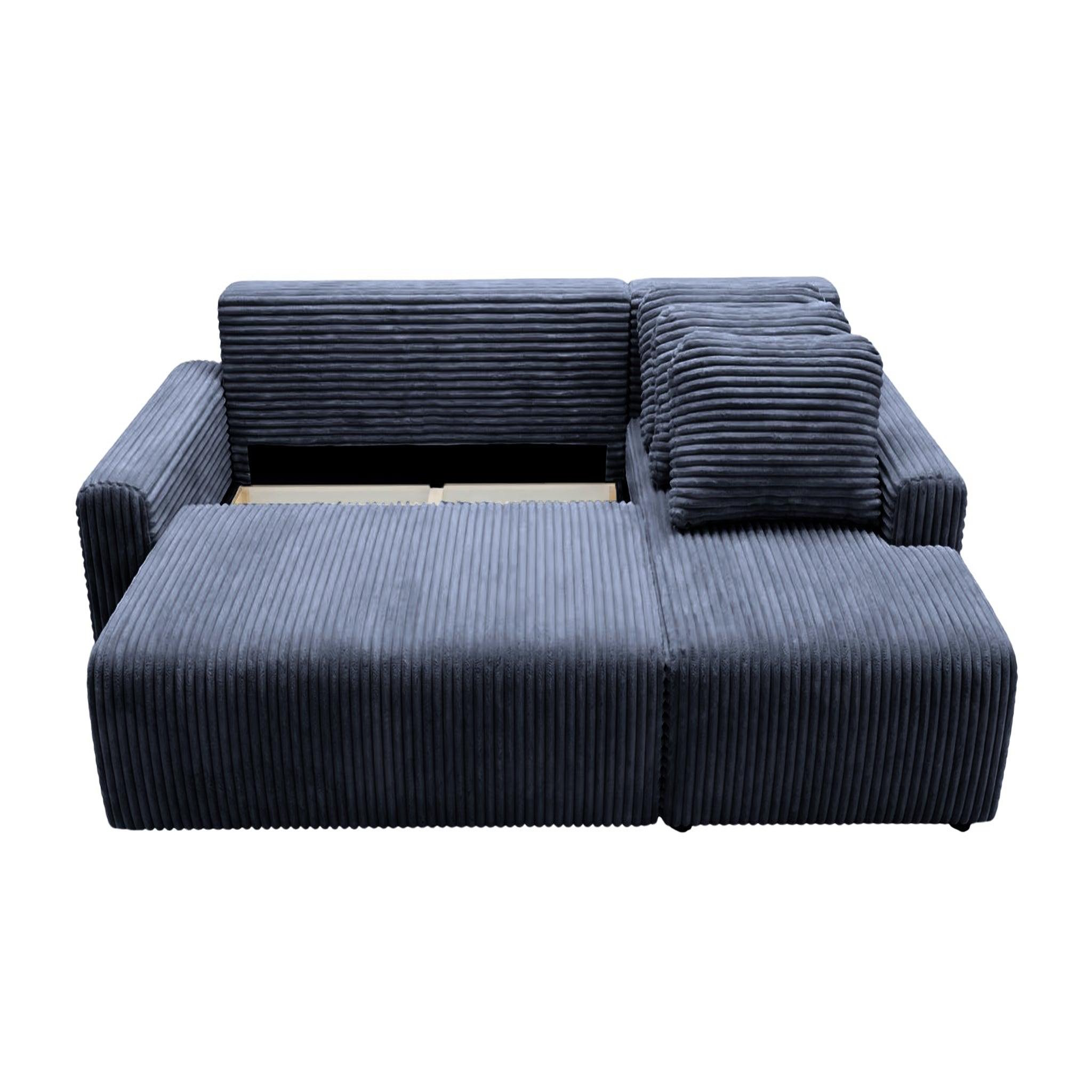 CASANOVA PARIS Elvis - canapé d'angle gros velours côtelé. Coloris disponibles : Gris, Bleu, Orange, Beige, Vert, Marron