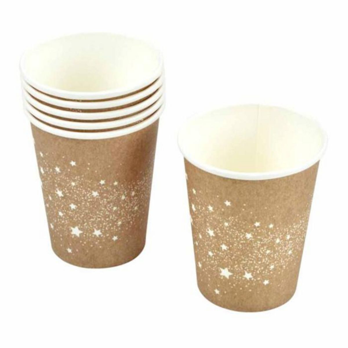 Paris Prix Lot de 6 Gobelets en Carton  Stardust  25cl Marron