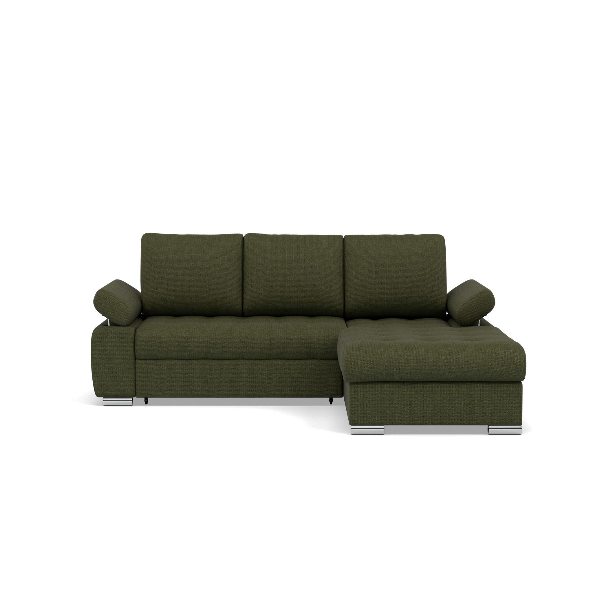 Voir la diapositive 1 : BEST MOBILIER Bianca - canapé d'angle droit 4 places convertible avec coffre en tissu texturé