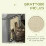 Voir la diapositive 3 : PAWHUT Panier chat grattoir pouf pliable 3 en 1 - coussin amovible lavable, grattoir - MDF tissu aspect lin gris