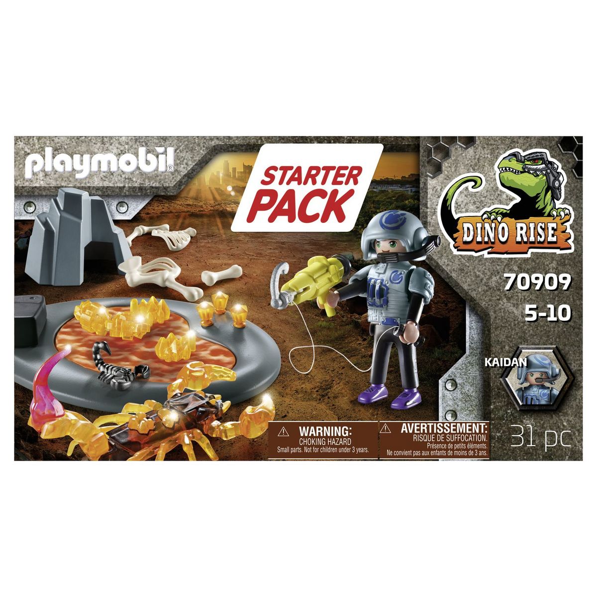 PLAYMOBIL 70909 - Dino Rise - Starter Pack Agent avec Scorpion de feu 