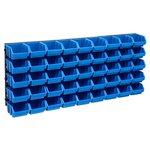 VIDAXL Kit de bacs de stockage et panneaux muraux 48 pcs Bleu et noir