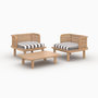Voir la diapositive 1 : Rendez vous déco Salon de jardin 2 places en teck et tissu rayé gris, 2 fauteuils-Kilda