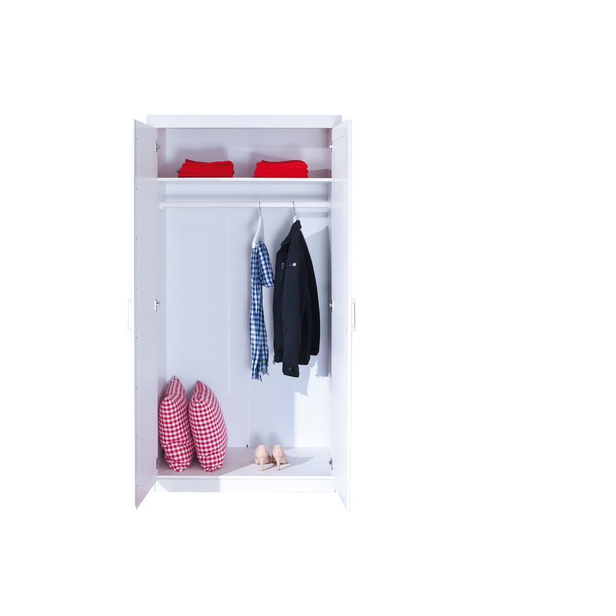 Armoire de chambre 2 portes avec penderie en pin massif blanc ULLI