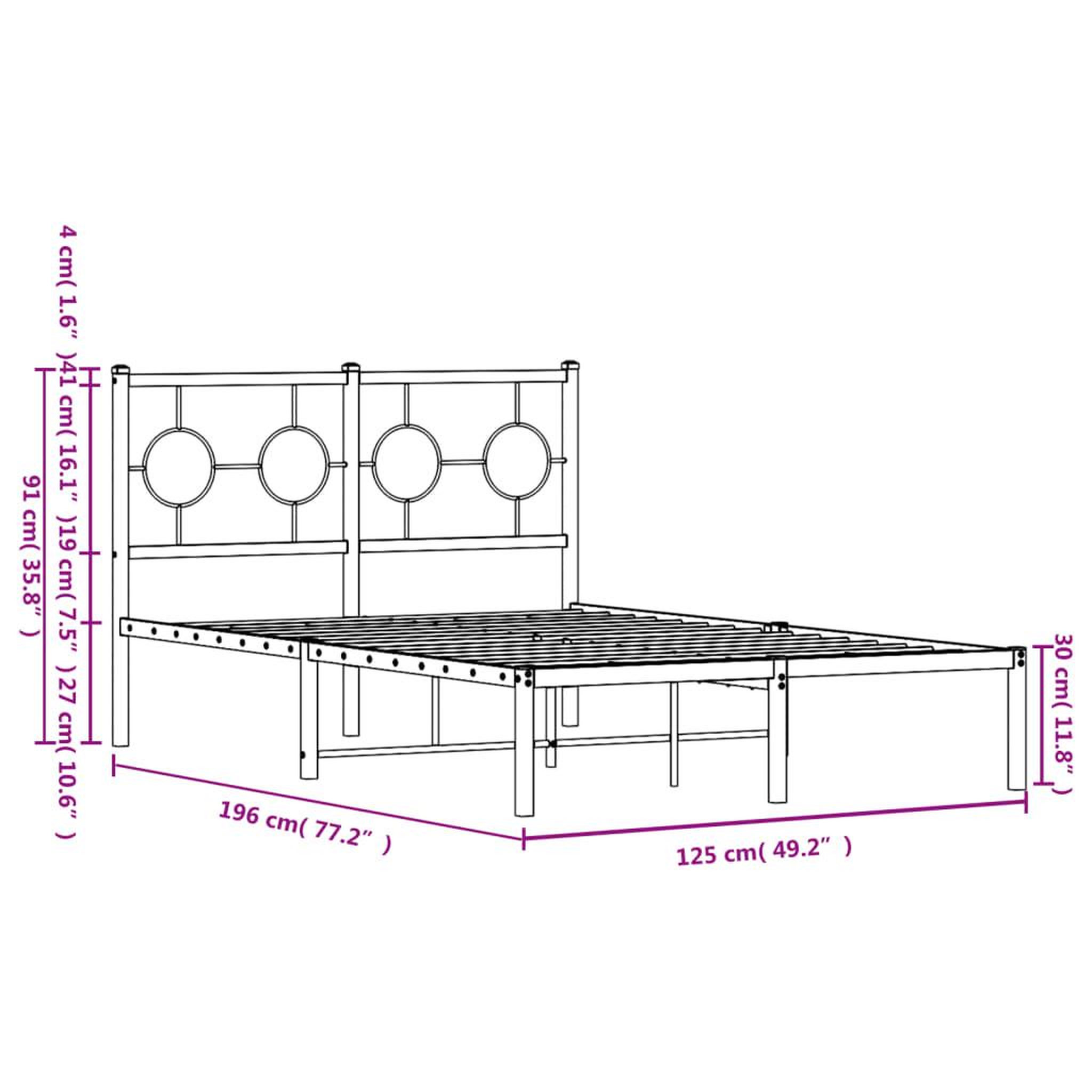 Voir la diapositive 6 : VIDAXL Cadre de lit metal sans matelas avec tete de lit noir 120x190cm
