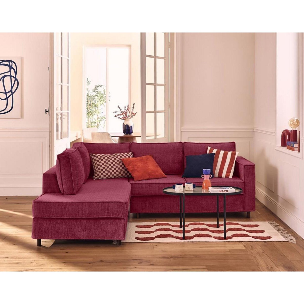 LISA DESIGN Jake - canapé déhoussable d'angle gauche 5 places en velours texturé