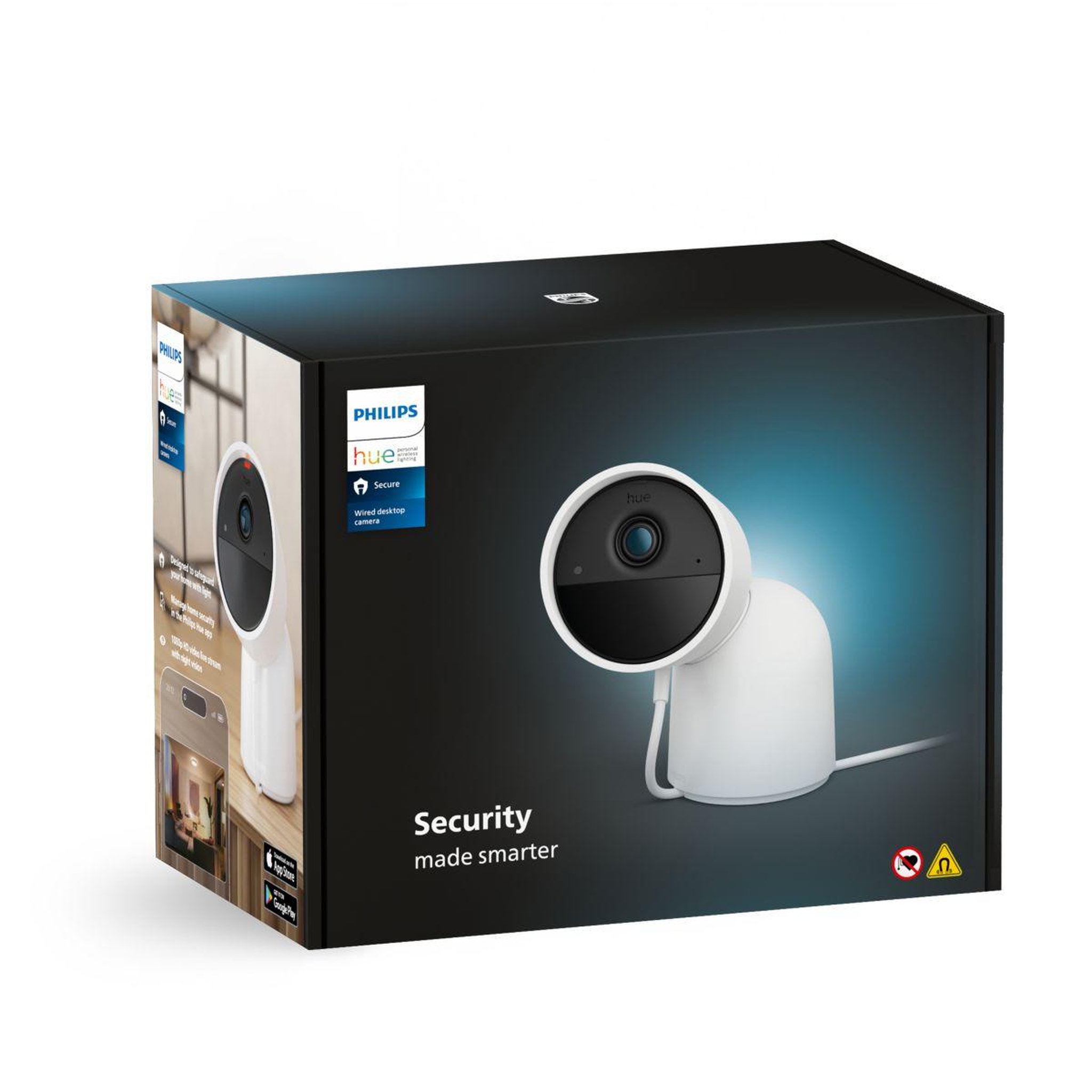 Philips Caméra de surveillance HUE SECURE avec support bureau blanche