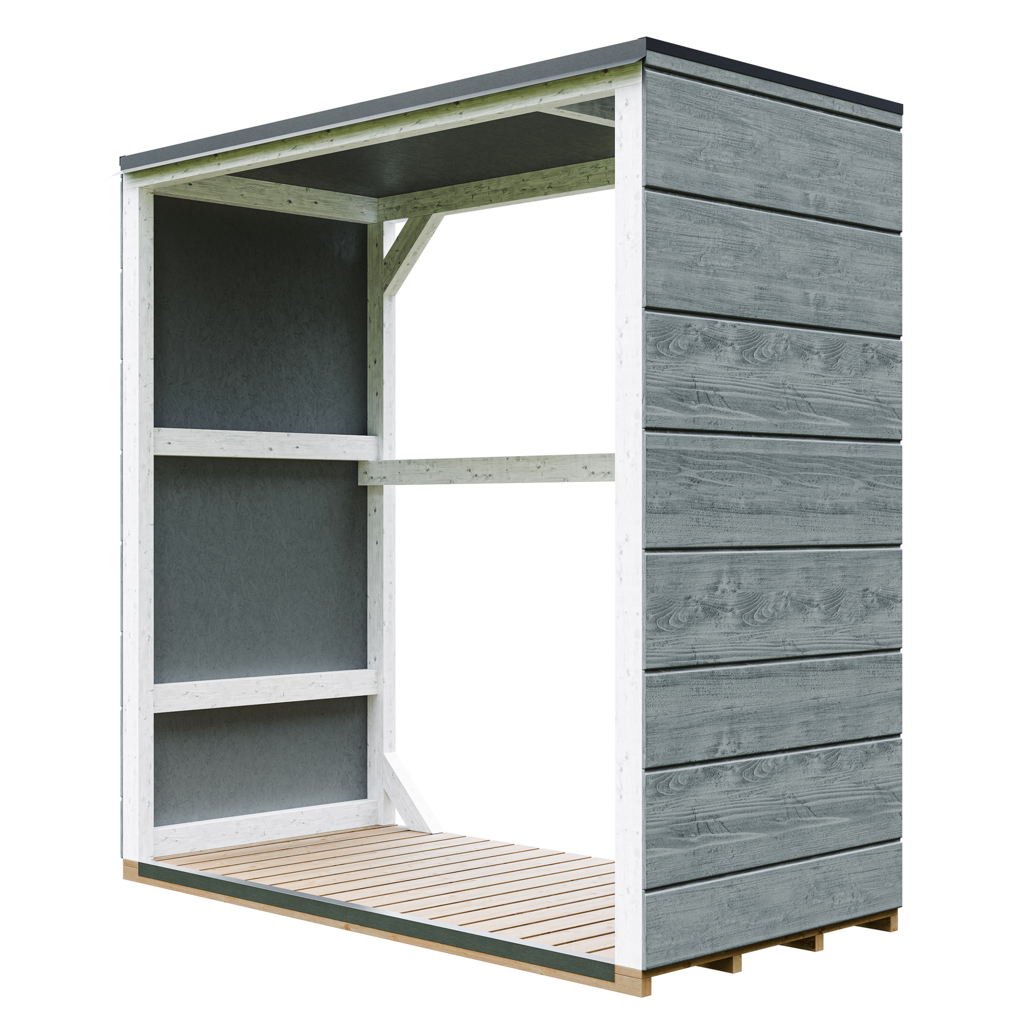 Voir la diapositive 2 : TIMBELA Abri à bûches, bois extérieur 1,14 m² Abri à bois extérieur M980-1