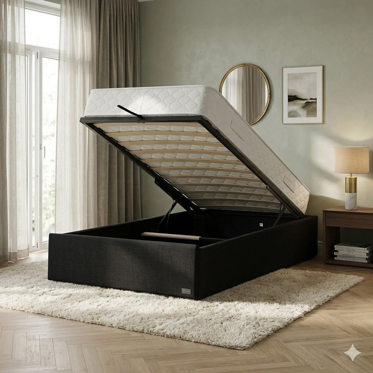 LITERIE JULIEN Ensemble Lit Coffre et Matelas  Soutien Très Ferme Haute