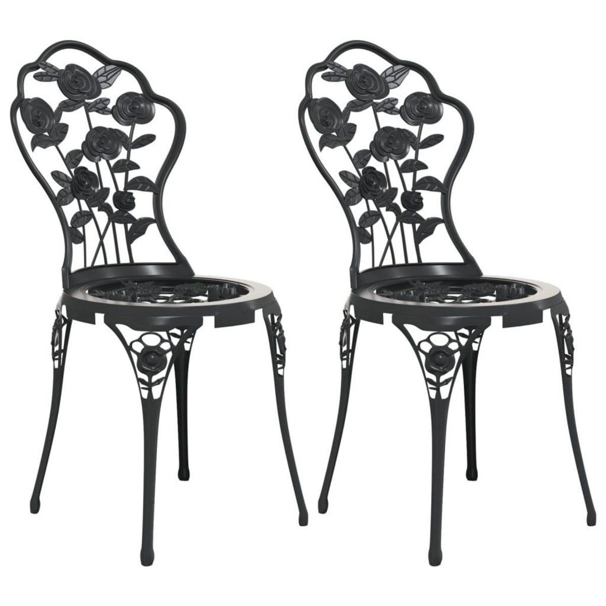 VIDAXL Chaises de bistro lot de 2 Aluminium coule Noir