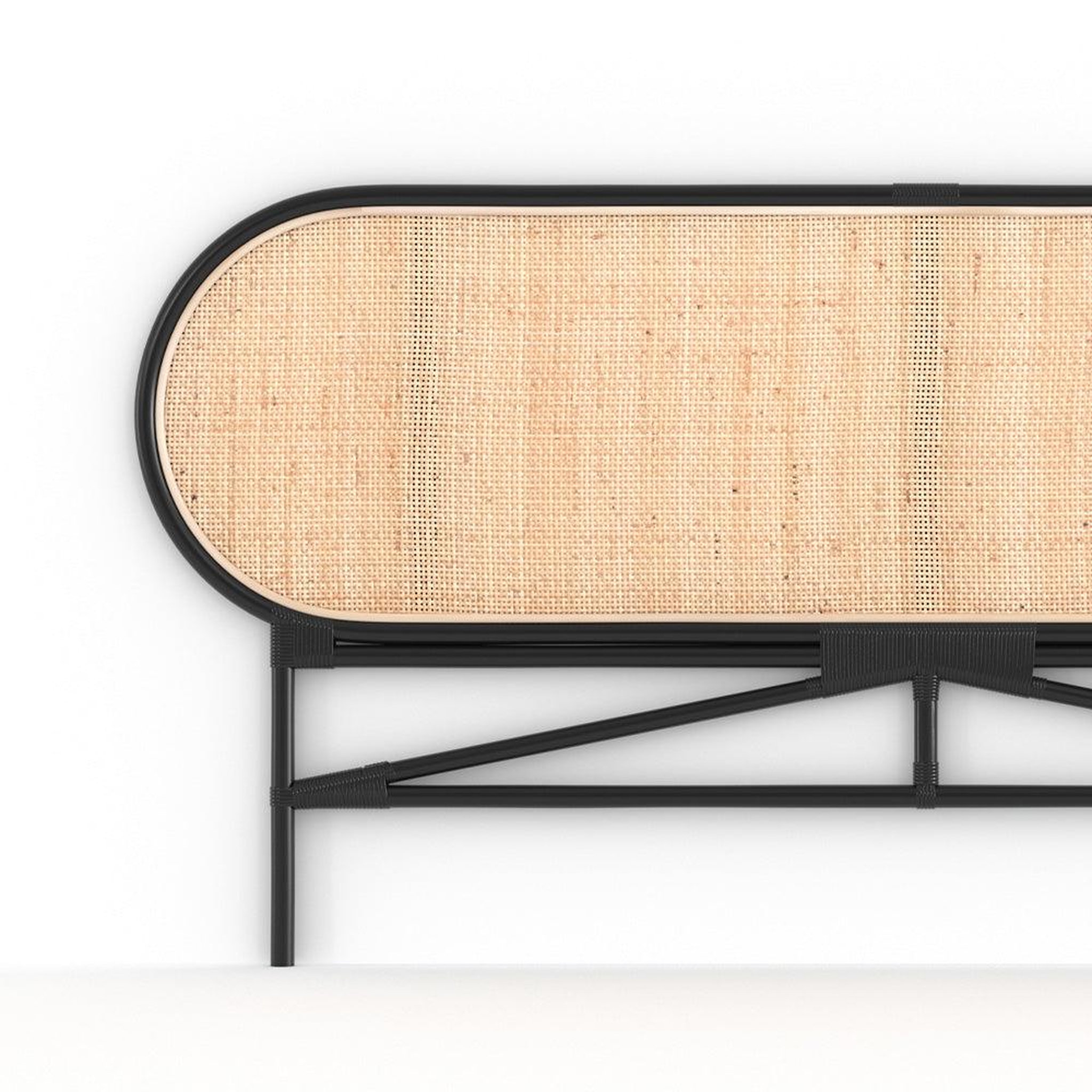 Voir la diapositive 3 : MAISON PAVANE Tête de lit en rotin naturel et noir 160 cm-Navahino