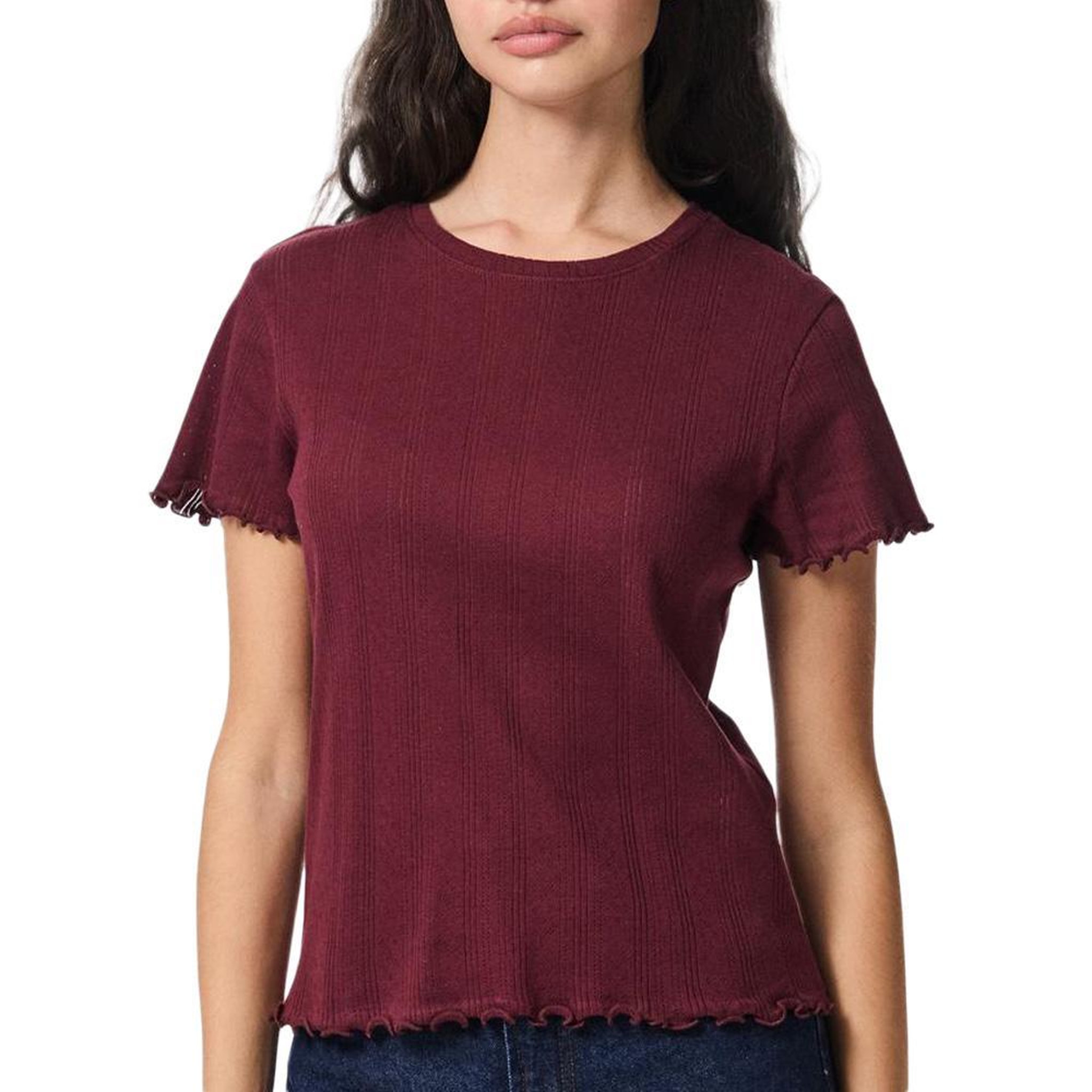 Pieces T-Shirt Bordeaux Femme Pieces Marie. Coloris disponibles : Rouge