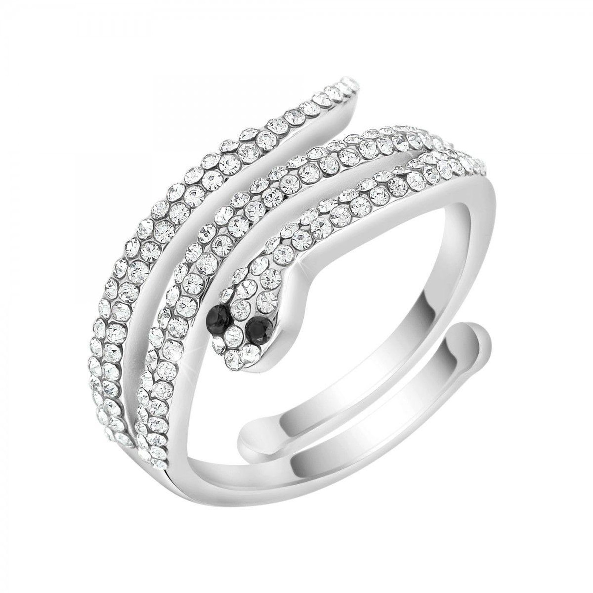 SC CRYSTAL Bague serpent ajustable par SC Crystal ornée de deux véritables diamants noirs