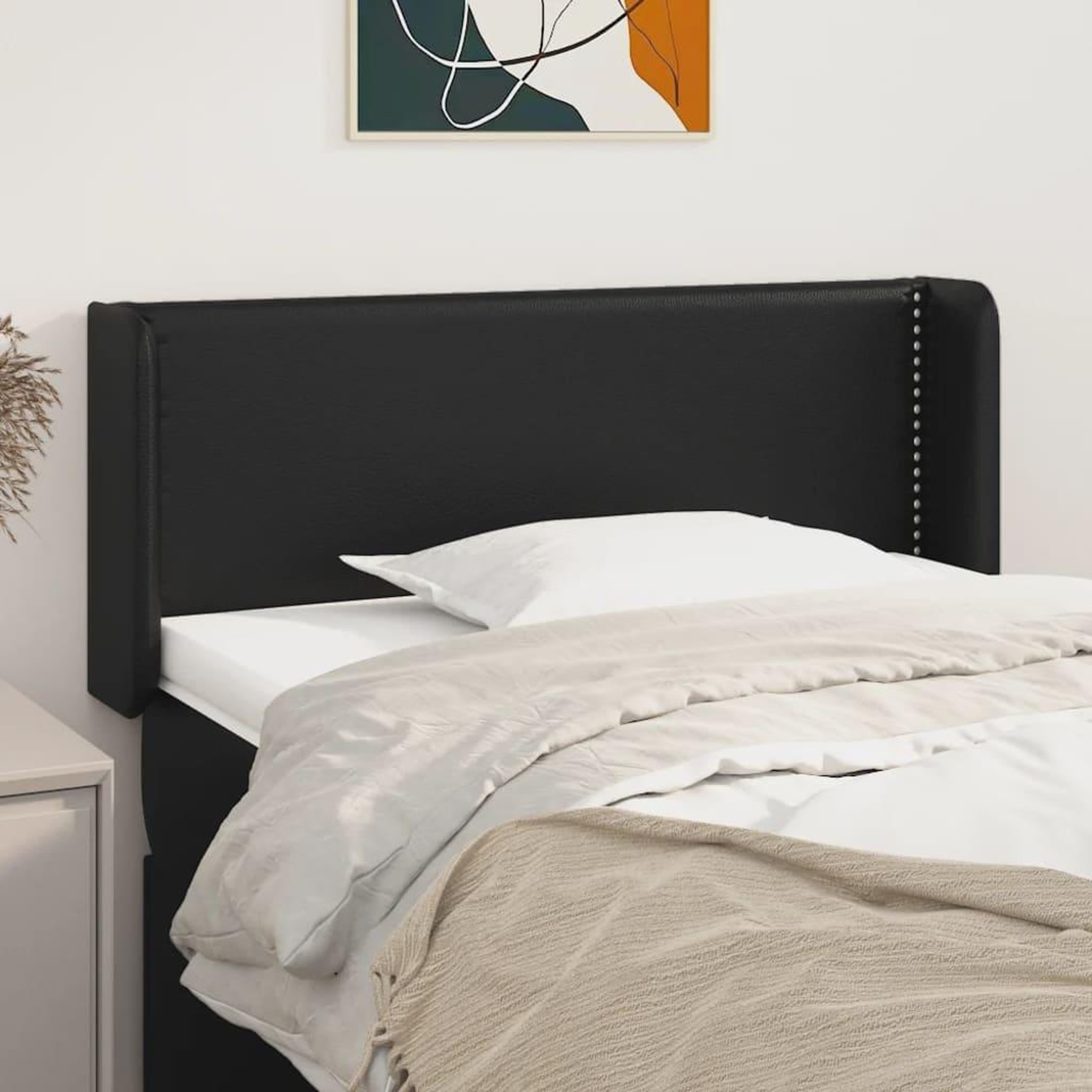 Voir la diapositive 1 : VIDAXL Tete de lit avec oreilles Noir 93x16x78/88 cm Similicuir