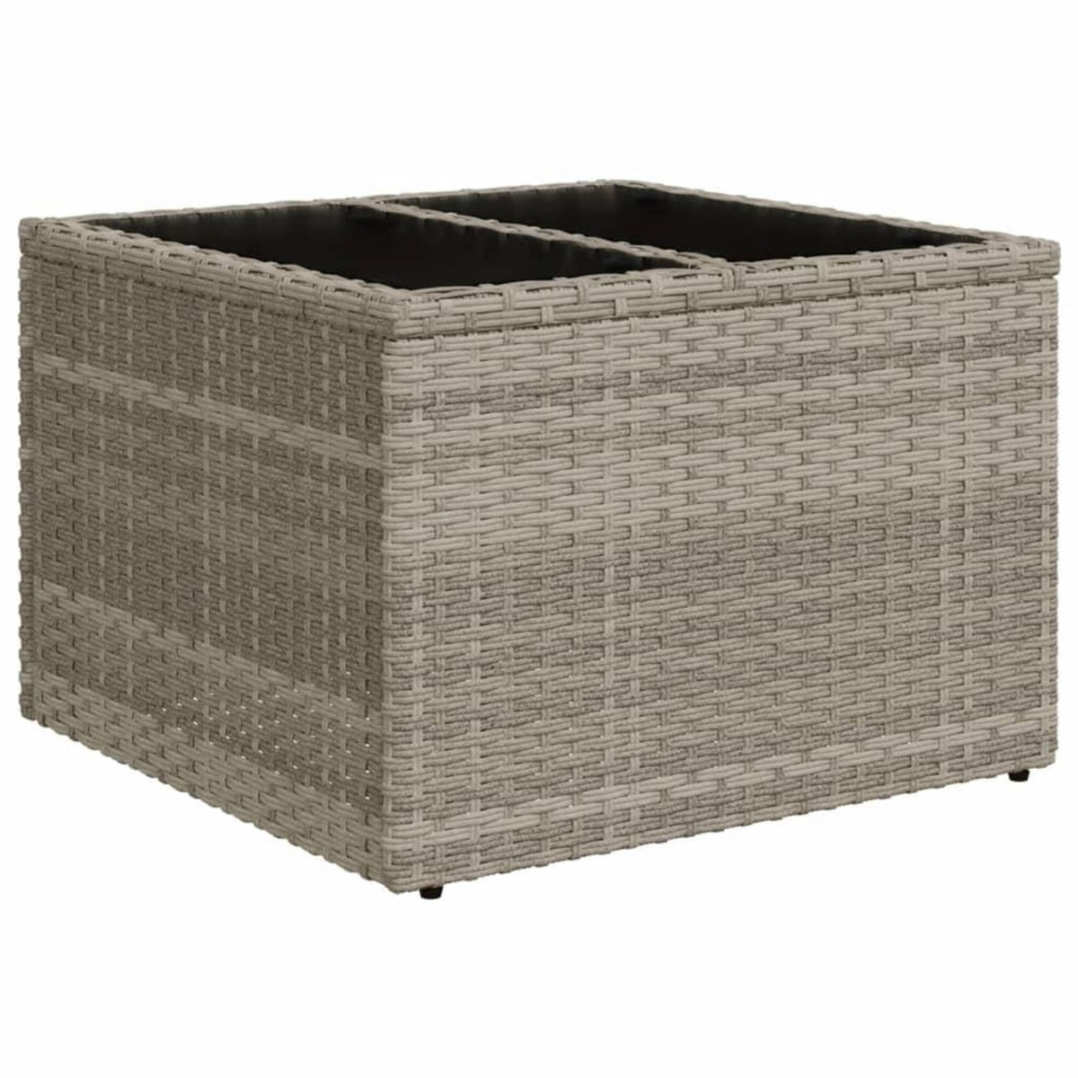 VIDAXL Table de jardin avec dessus en verre gris clair resine tressee