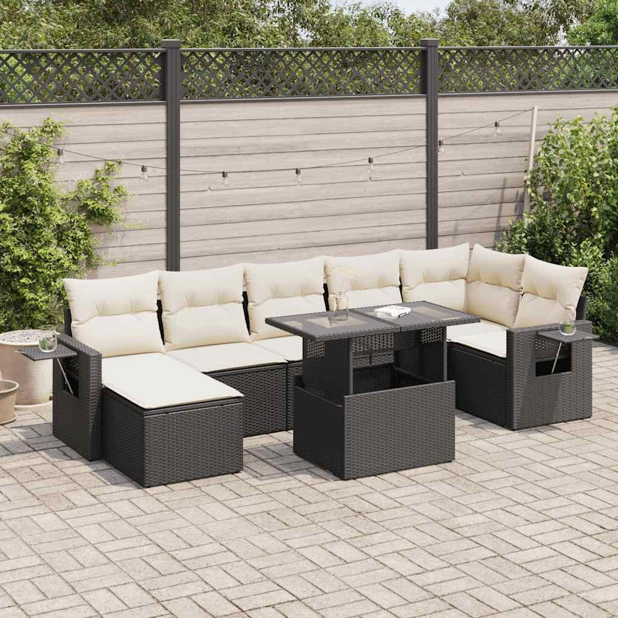 VIDAXL Salon de jardin 8 pcs avec coussins noir resine tressee