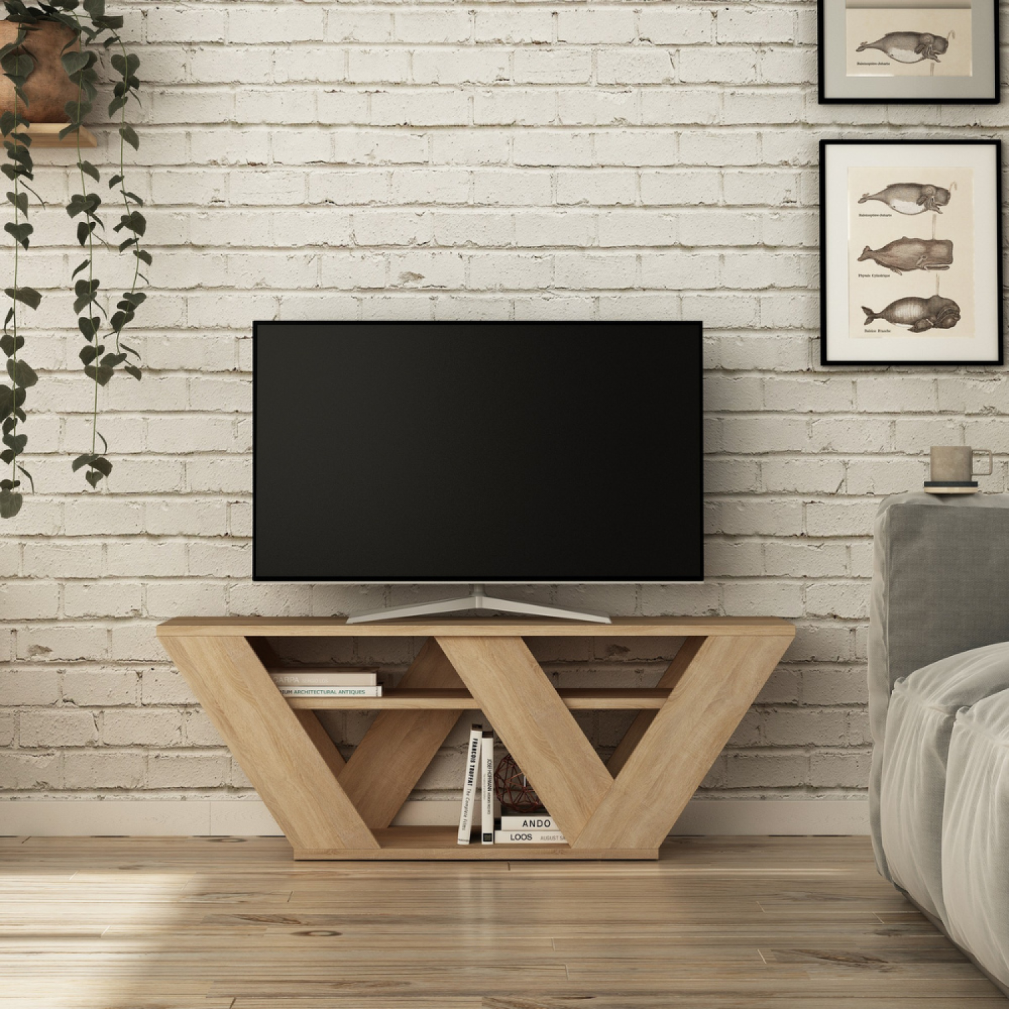 Voir la diapositive 2 : CONCEPT USINE Meuble tv design en bois 110 cm noli