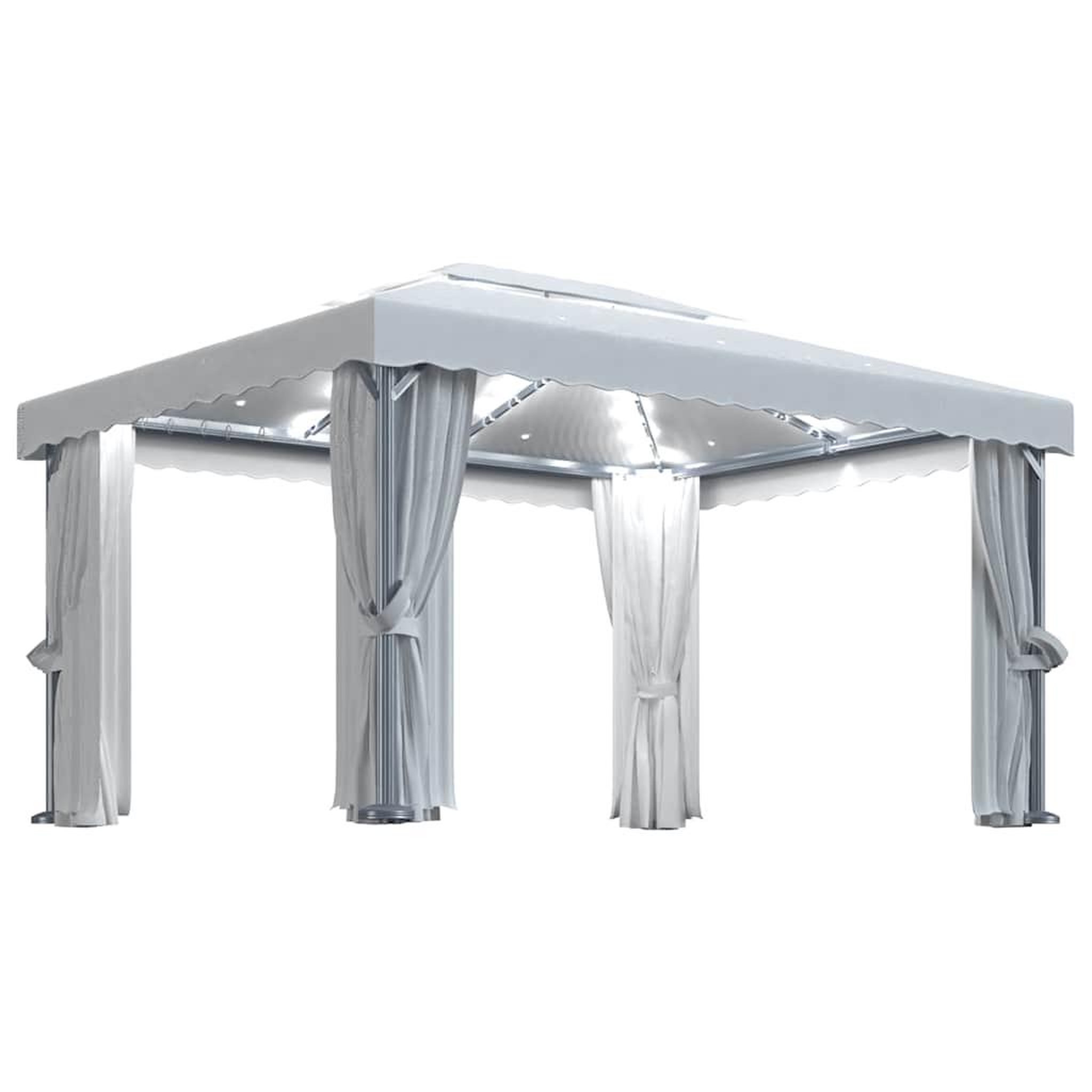 Voir la diapositive 2 : VIDAXL Tonnelle et rideau et guirlande lumineuse LED 4x3 m Blanc creme