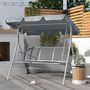 Voir la diapositive 4 : OUTSUNNY Balancelle de jardin 3 places grand confort toit imperméabilisé inclinaison réglable assise et dossier ergonomique acier textilène gris clair
