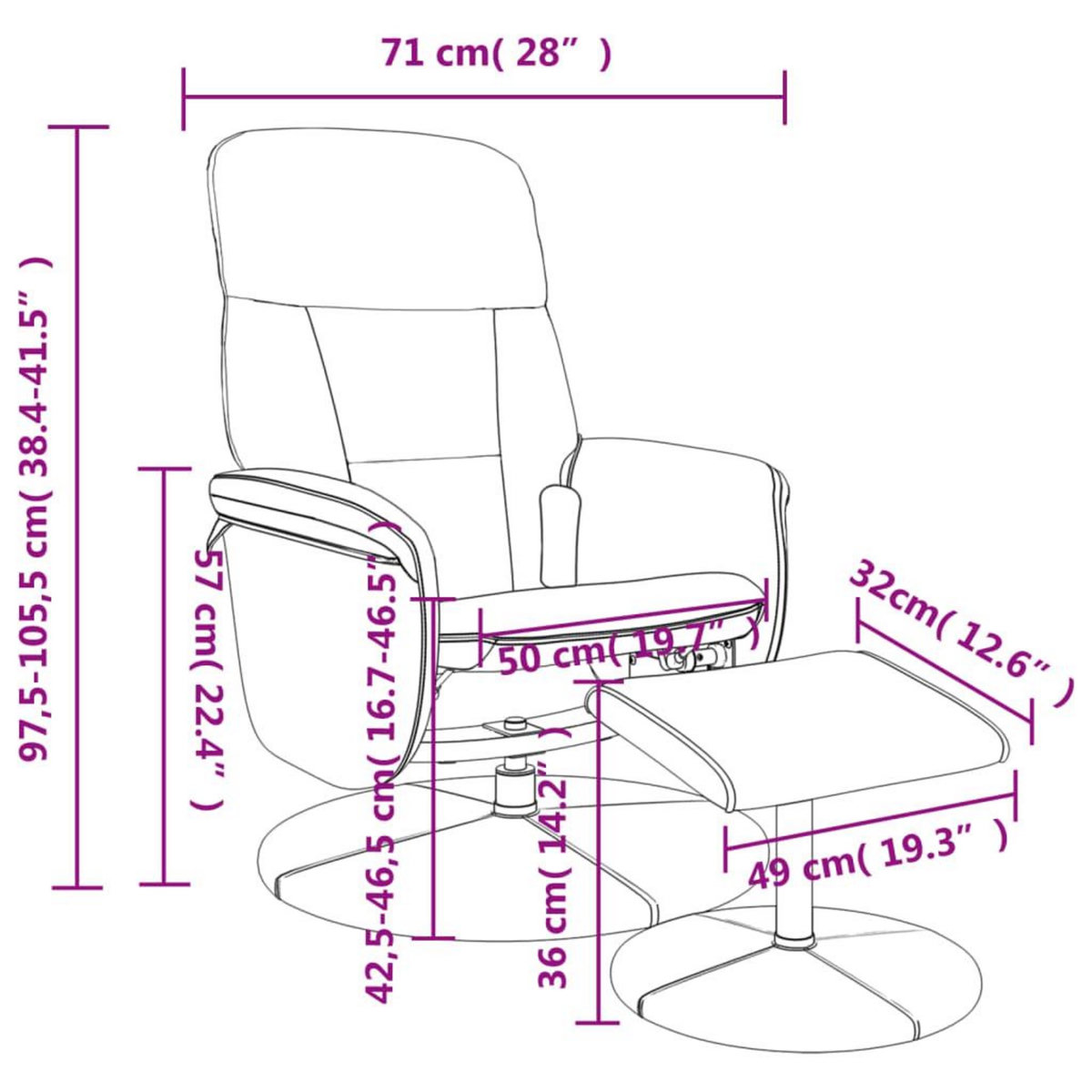 VIDAXL Fauteuil de massage inclinable avec repose-pied noir velours