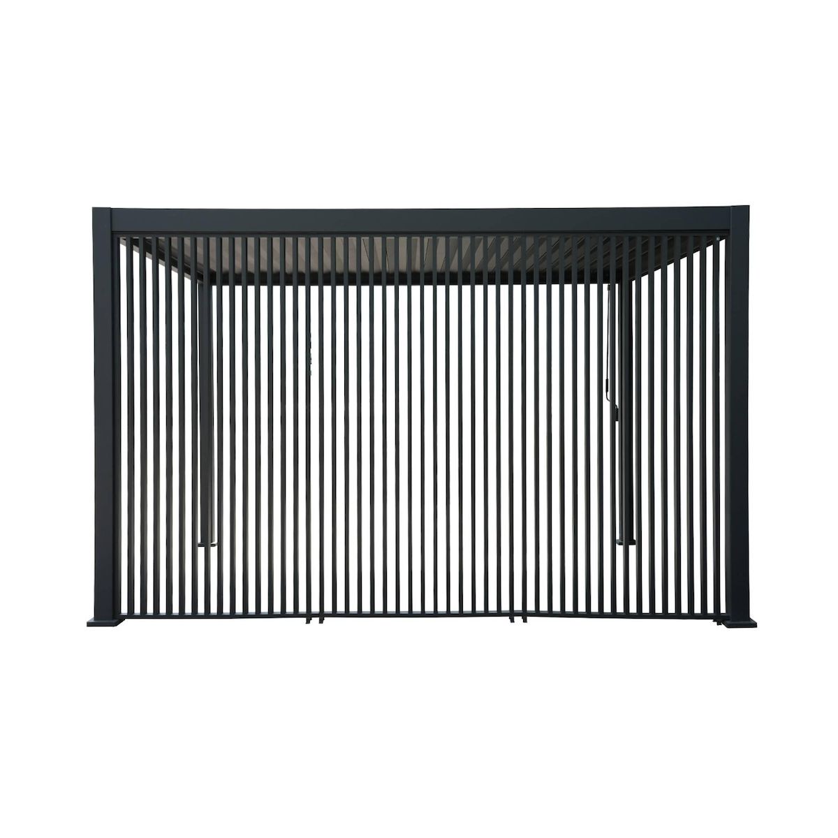 SWEEEK Pergola bioclimatique. aluminium. 3x4m. lames orientables + persienne verticale 130cm anthracite
