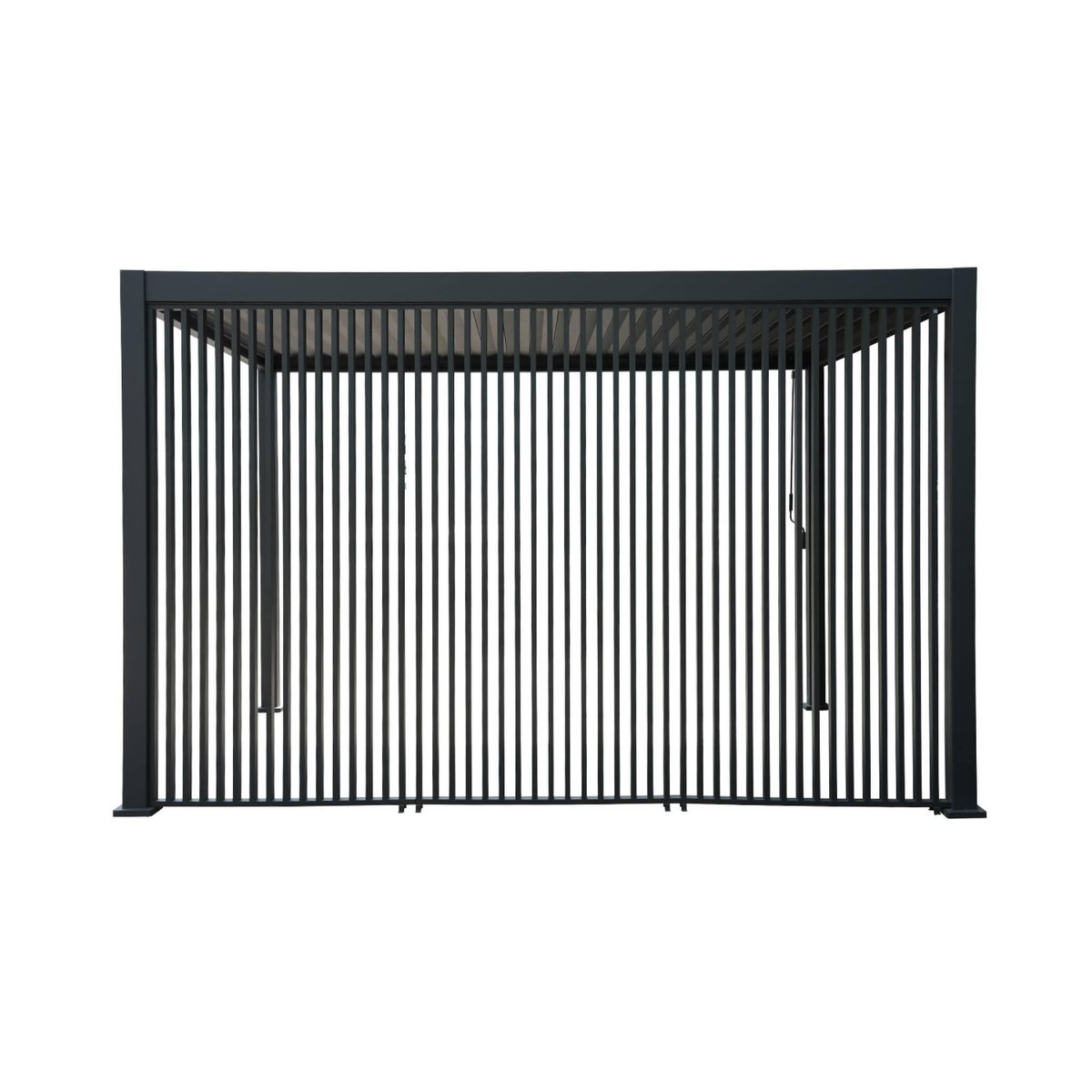 SWEEEK Pergola bioclimatique. aluminium. 3x4m. lames orientables + persienne verticale 130cm anthracite