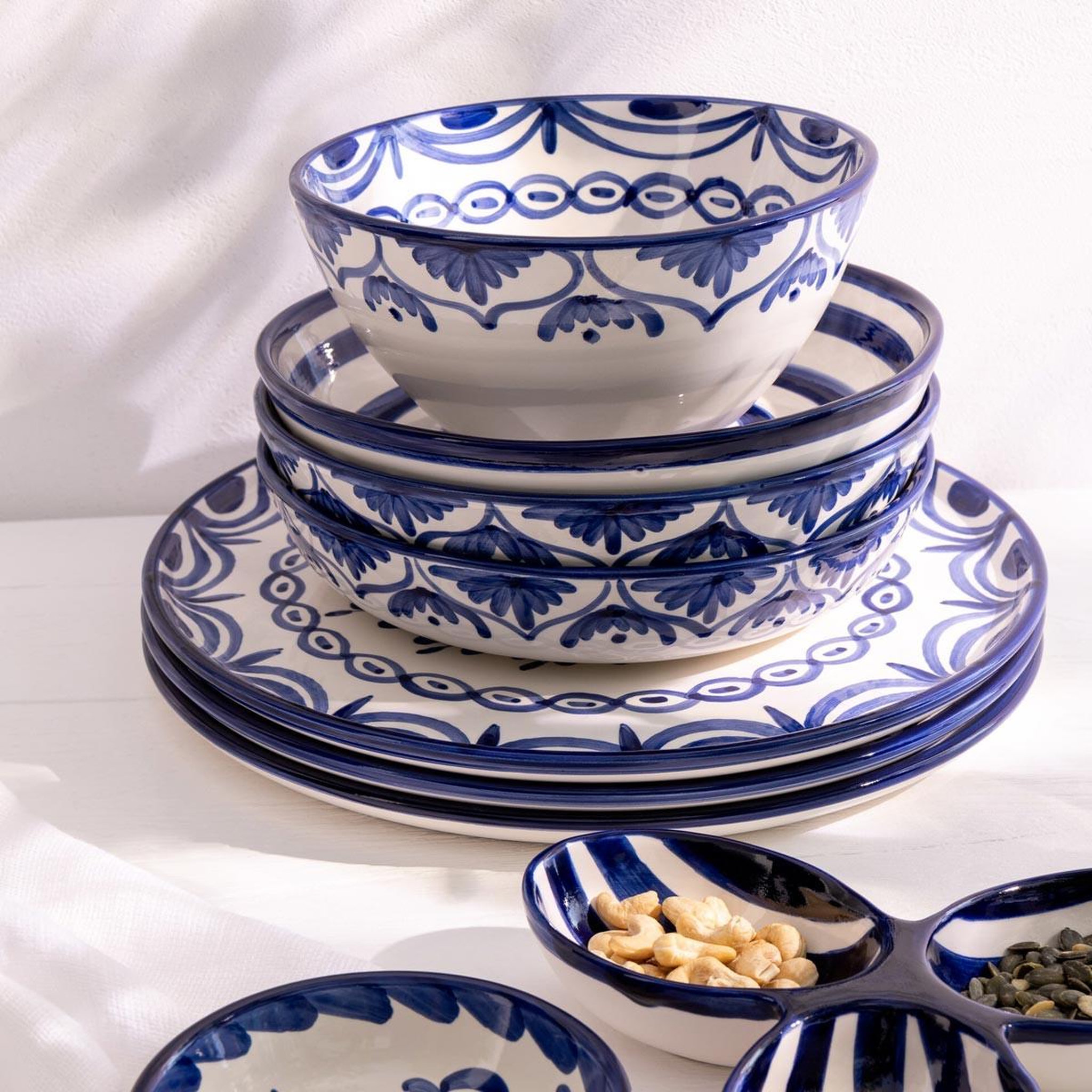 Voir la diapositive 3 : J-LINE Coupelle en Céramique  Granada  22cm Bleu Cobalt