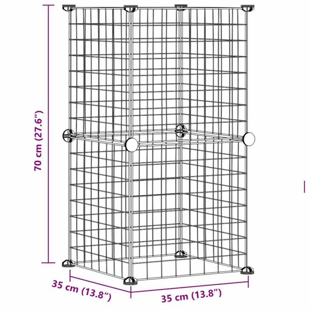 VIDAXL Cage animaux de compagnie a 8 panneaux Noir 35x35 cm Acier