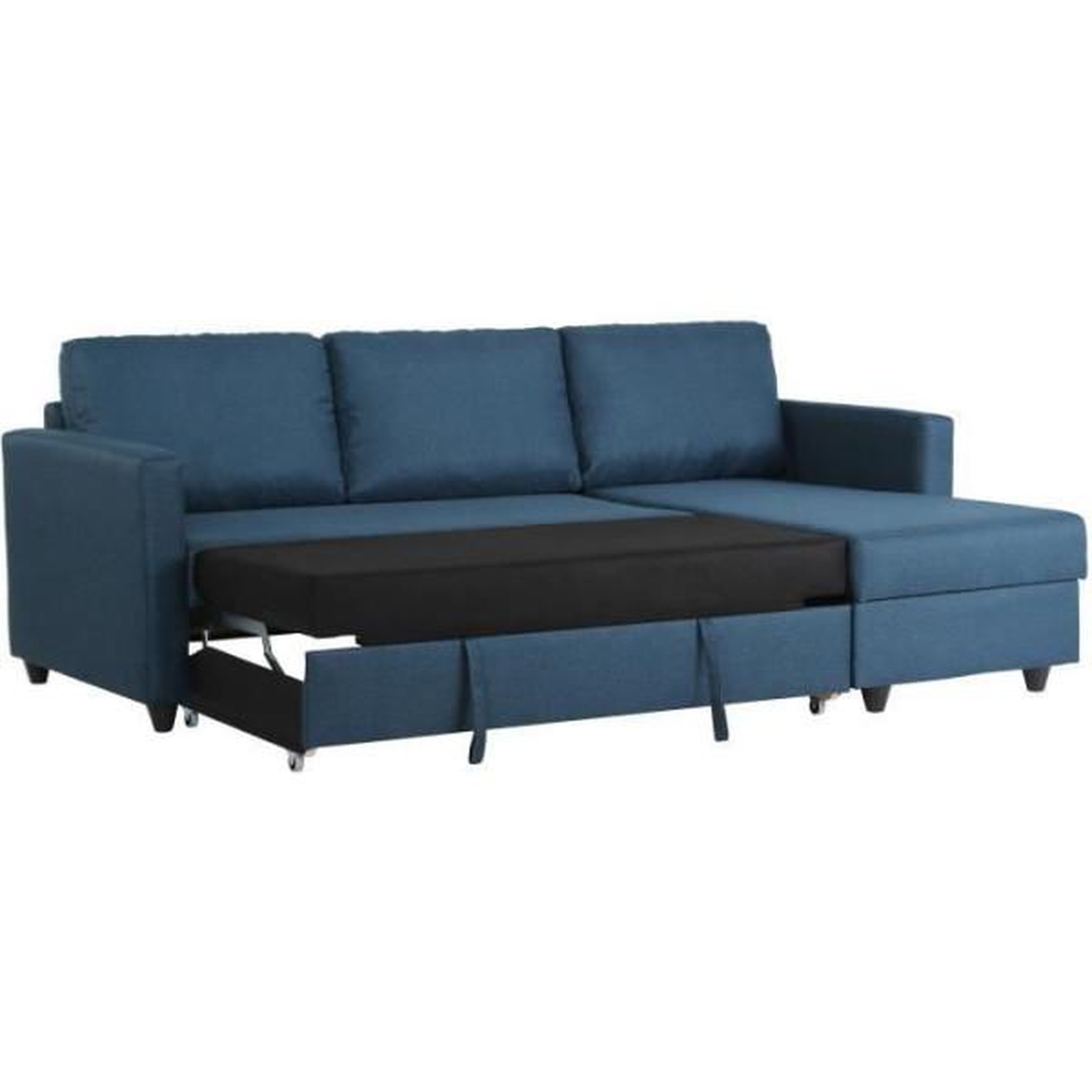 Voir la diapositive 4 : MARKET24 Canapé d'angle convertible réversible 3 places CATS - Tissu bleu - L 222 x P 150 x H 86 cm