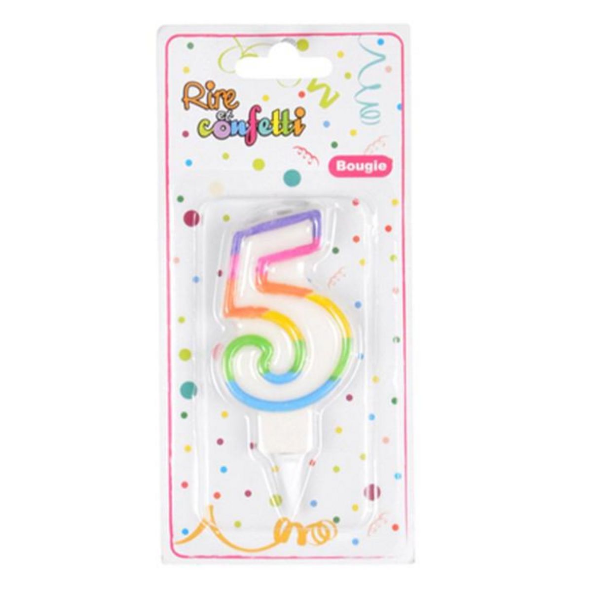 Paris Prix Bougie d'Anniversaire  Chiffre 5  7cm Multicolore