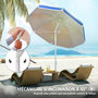 Voir la diapositive 5 : OUTSUNNY Parasol de plage inclinable rond dia. 1,8 m UPF50+ sac de transport inclus bleu blanc rayé