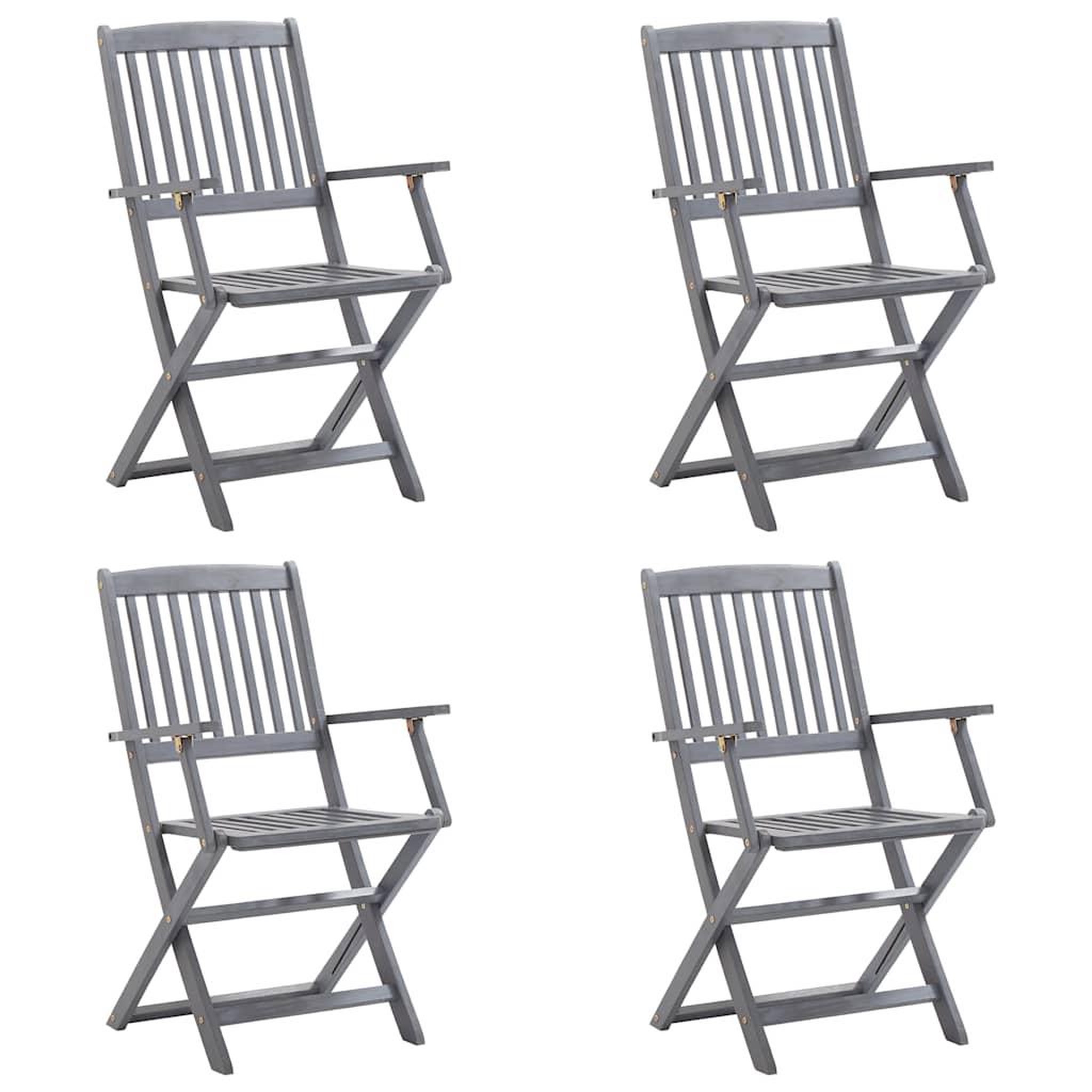 Voir la diapositive 2 : VIDAXL Chaises pliables d'exterieur lot de 4 et coussins Bois d'acacia