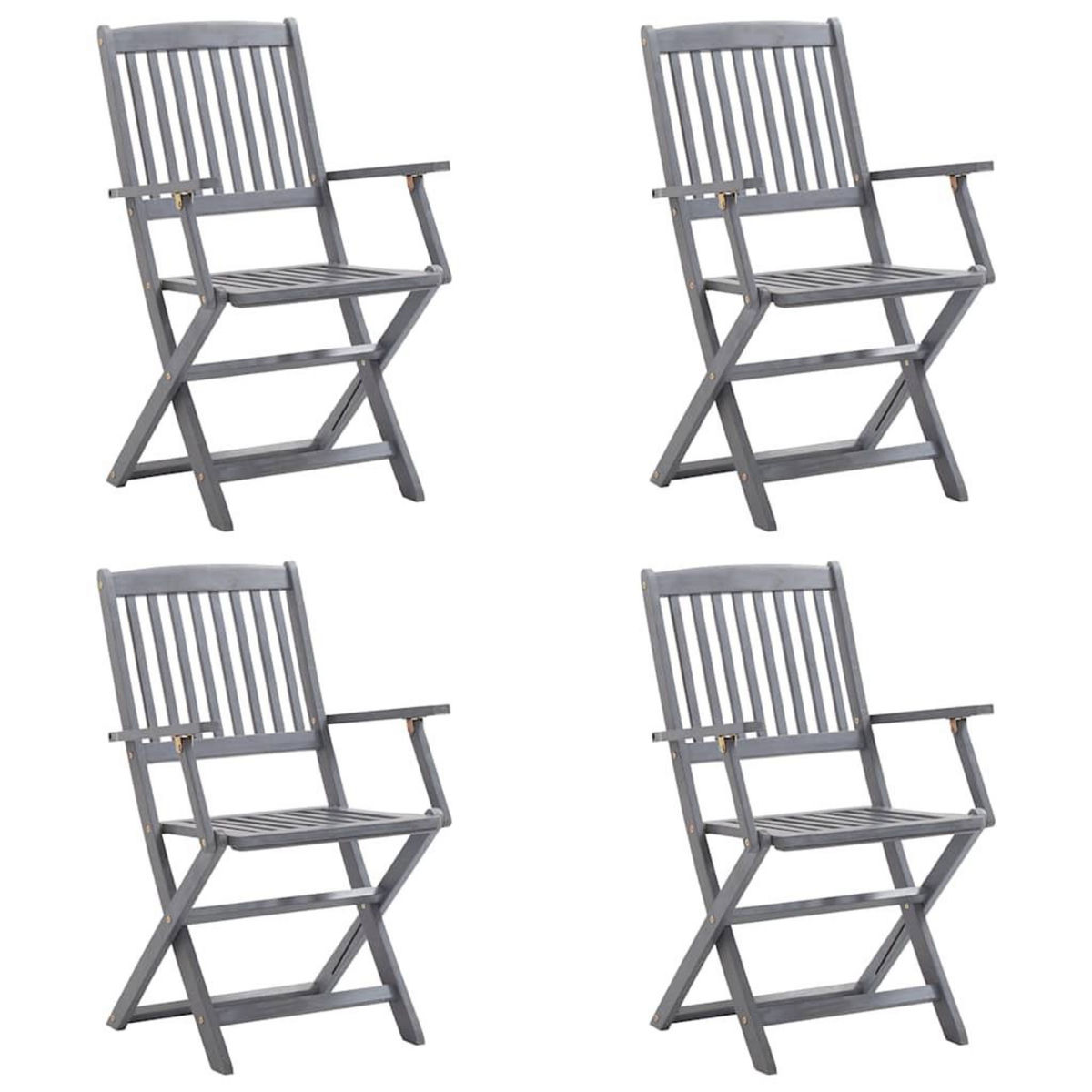 VIDAXL Chaises pliables d'exterieur lot de 4 et coussins Bois d'acacia