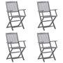 Voir la diapositive 2 : VIDAXL Chaises pliables d'exterieur lot de 4 et coussins Bois d'acacia